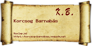 Korcsog Barnabás névjegykártya